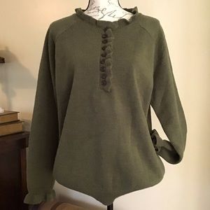 Olive Green Ruffle Sweater